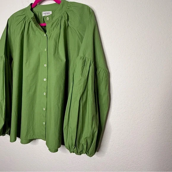 Olivia James Green Balloon Sleeve Button Down Shirt Size S - Picture 3 of 6